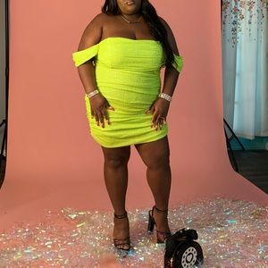 PLT Plus Lime Bardot Bodycon Dress